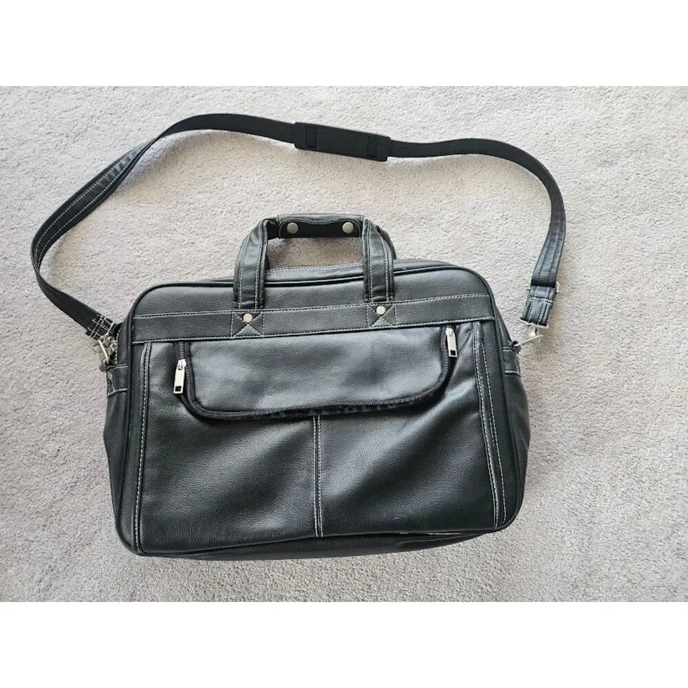 Black shoulder messenger bag for laptop